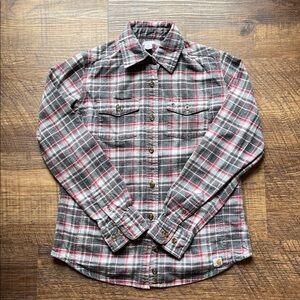 Carhartt Red and Gray Plaid Flannel Shirt
